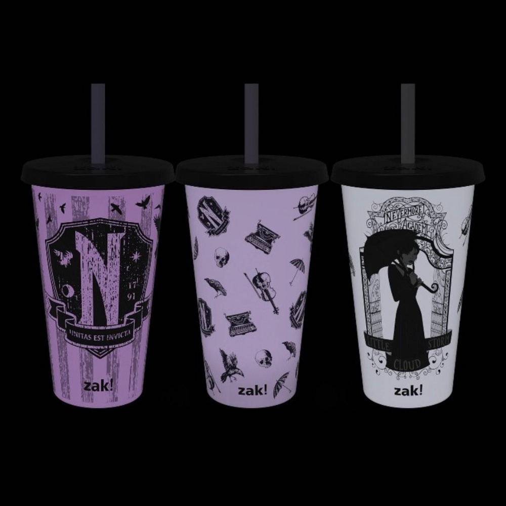 Zak! Designs 3-Pack Wednesday Nevermore Academy Glow in the Dark Tumblers 25oz